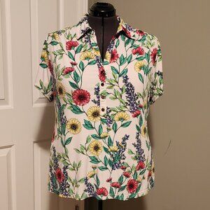 Alfani 3X Short Sleeve Flower Print Shirt